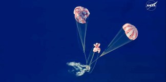 Amerizaje de la nave Orion de la misión Artemis II. Foto La Hora: EFE